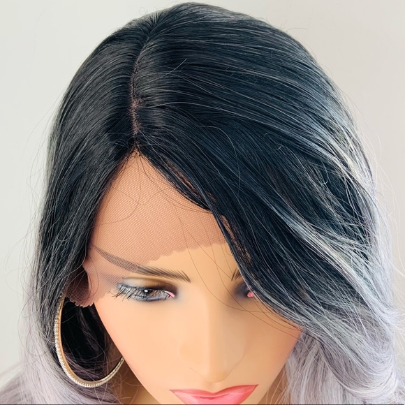 22” Ombre Lilac Premium Fiber Lace Front Wig - Picture 9 of 11